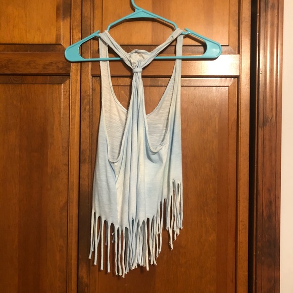 Hollister Tank Top Crop Open Back Fringe Small - Picture 5 of 5